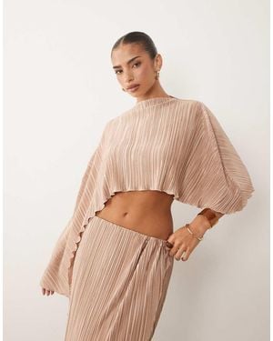 ASOS Plissé One Shoulder Draped Top - Natural