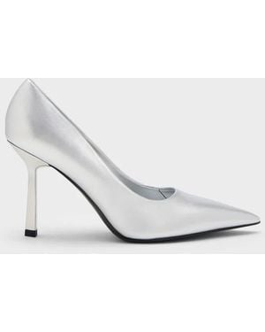Charles & Keith Metallic Pointed-Toe Court Shoes - White