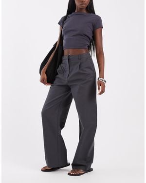 ASOS Elegante Broek Met Wijde Ronde Pijpen En Geplooide Voorkant - Blauw