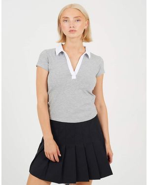 Brave Soul Cotton Jersey Collared T-Shirt - White