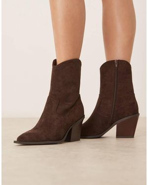 ASOS Remedy Heeled Western Boots - Brown