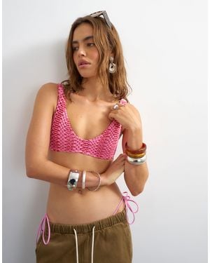 TOPSHOP Thea Scoop Bikini Top - Red