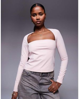 ASOS Shrug Detail Long Sleeve Top With Curve Bust - Grey