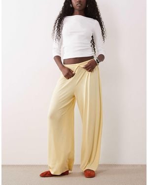 Gina Tricot Wide Leg Casual Pants - Natural