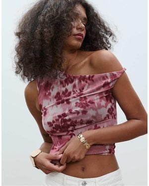 Stradivarius T-Shirt Asimmetrica - Rosa