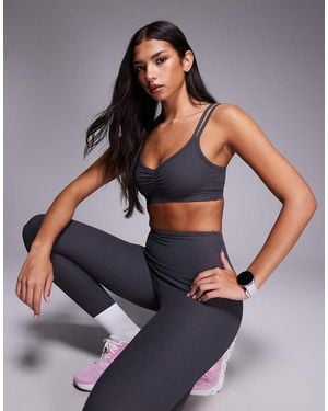 4505 Rib Light Support Sports Bra - Grey