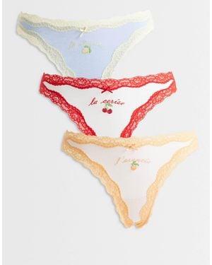 Lindex Wilma 3-pack Lace Trim Brazilian Briefs - Grey