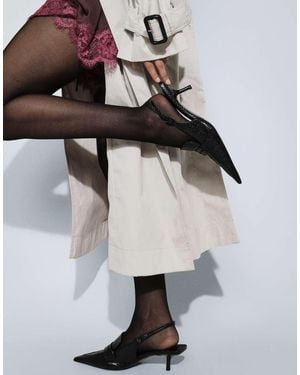 ASOS Mocassini Slingback Con Tacco Kitten Effetto Lucertola Neri - Nero