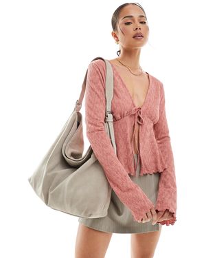 ONLY Tie Front Wide Sleeve Cardigan - Pink
