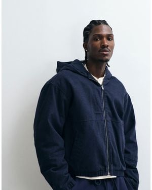 Cotton On Cropped Hooded Bomber Jacket - Blue