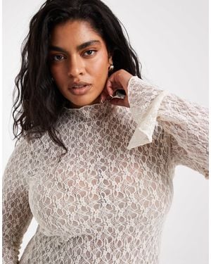 Vero Moda Bell Sleeve Lace Top - Brown