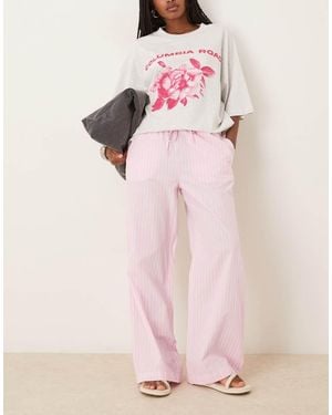 Gina Tricot Cotton Poplin Relaxed Fit Trousers - Pink