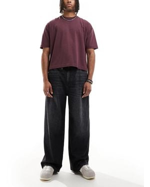 Pull&Bear Pantaloni Larghi Neri - Rosso