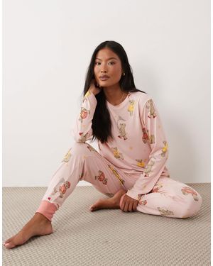 Chelsea Peers Petite - pyjama manches longues avec imprimé ours - Rose