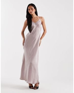 New Look Shimmer Satin Maxi Slip Dress - Pink