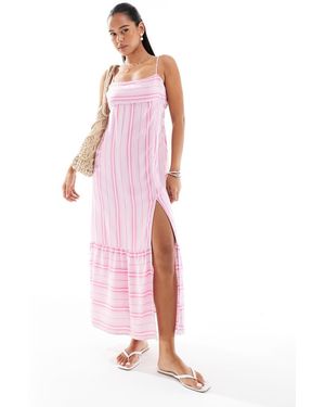 Hollister Gestreepte Babydoll Maxi Jurk - Roze