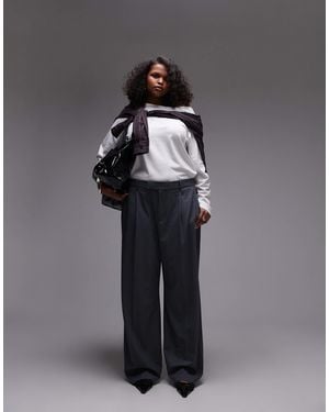 Mango Curve Pleat Front Wide Leg Trouser - Black