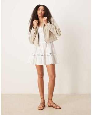 Gina Tricot Faux Suede Short Jacket - Natural