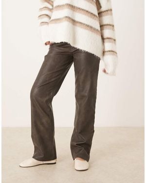 Abercrombie & Fitch Leather High Rise 90S Relaxed Trousers - Natural