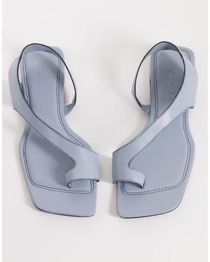 ASOS Francesca Premium Minimal Clean Toe Loop Flat Sandal - Blue