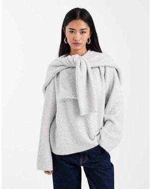 ASOS Knitted Jumper With Wool And Scarf - White
