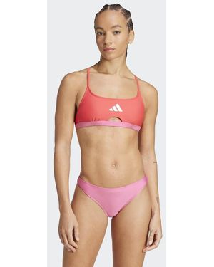 adidas Originals Bikini Imbottito Con Incrocio Sul Retro Color Block Pulse Rosso Semi Lucido