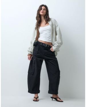 ASOS Roll-hem Cargo Trousers With Eyelet Belt - White
