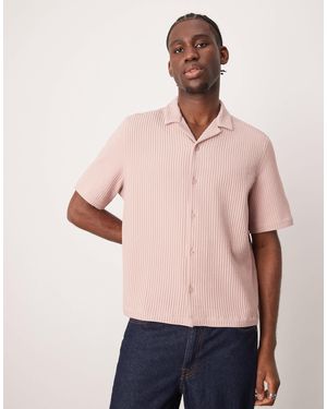 ASOS – kastiges, plissiertes hemd - Pink