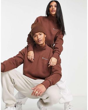 Champion Unisex Funnel Small Logo Sweatshirt - Brown