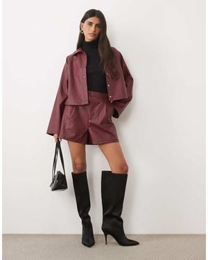 ASOS Short Mini Effetto Pelle Intrecciata Bordeaux - Rosso