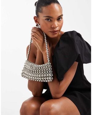 ASOS Bolso Clutch Con Cuentas De Metal De - Marrón