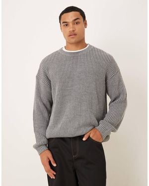 ASOS – langärmliger relaxed-fit-strickpullover - Grau