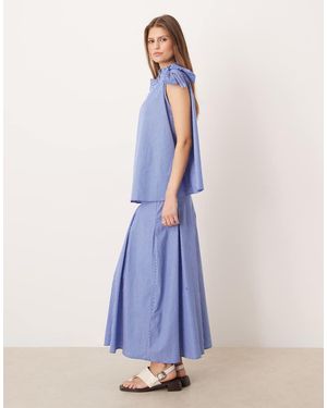 Glamorous Falda Semilarga Azul A Rayas Blancas De Talle Bajo De (Parte De Un Conjunto)
