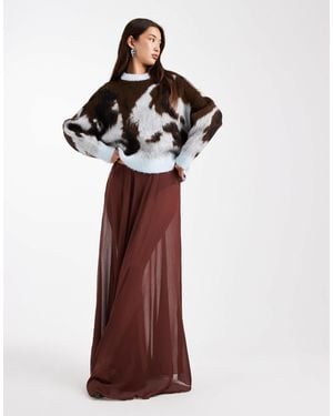 ASOS Chiffon Volume Maxi Skirt - Red