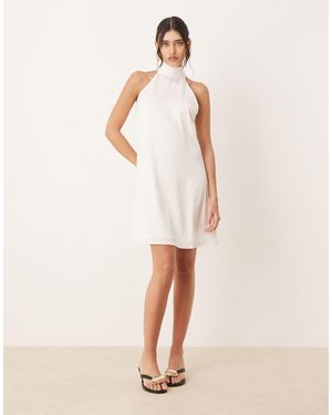 Y.A.S Halterneck Mini Dress With Bow Back - Natural