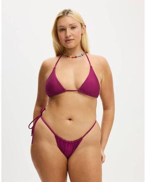 Cotton On Side Tie Gathered Brazilian Bikini Bottom - Pink