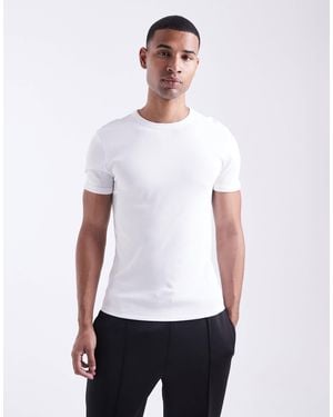 New Look Muscle Fit Ribbed T-Shirt - White
