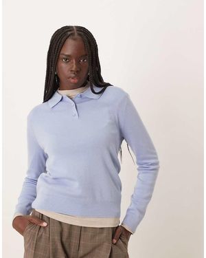 Mango Polo Azul Pálido De Punto De