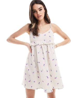 Wednesday's Girl Wednesday'Girl Ruffle Detail Ditsy Smock Cami Dress - White