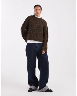 Pieces Cable Knit Jumper - Blue