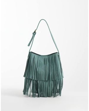 ASOS Fringed Faux Suede Shoulder - Blue