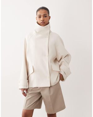Mango Capsule Funnel Neck Short Trench Coat - Natural