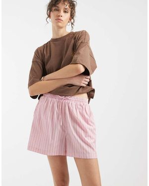 ONLY Pantalones Cortos Rosas A Rayas Sin Cierres De