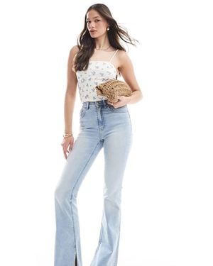 Stradivarius Tall D74 Flare Slit Jean - Blue