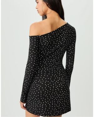 Stradivarius Korte Polkadot Jurk - Zwart