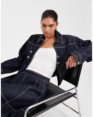 JJXX Contrast Stitch Denim Jacket With Fireman Clasp - Blue