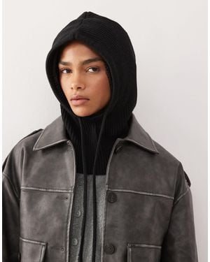 Monki Knitted Hooded Balaclava - Black