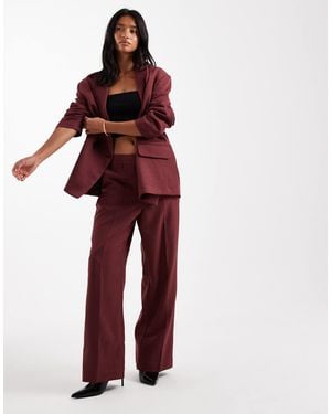 Vero Moda Tailo Herringbone Wide Leg Co-ord Pants - Red
