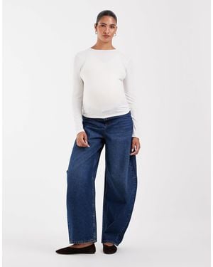 ASOS Asos Design Maternity High Waisted Barrel Leg Jeans - Blue