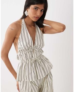 WeWoreWhat Halter Peplum Top - White